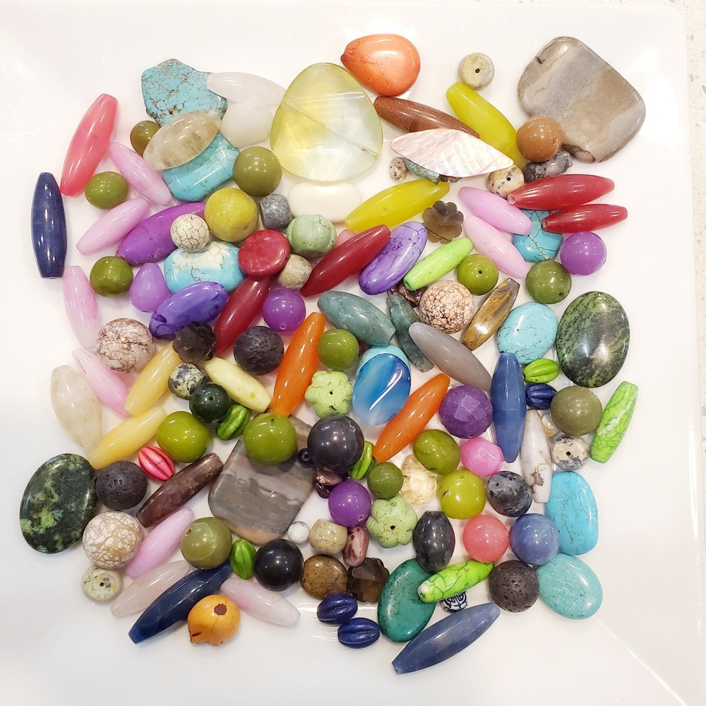 Mixed Gemstone Bead Soup Lot DIY Semiprecious Stone Agate Turquoise Glass 28oz - Picture 6 of 10
